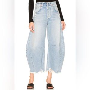 Citizens of Humanity - Light Blue Distressed Wide-Leg Jeans
